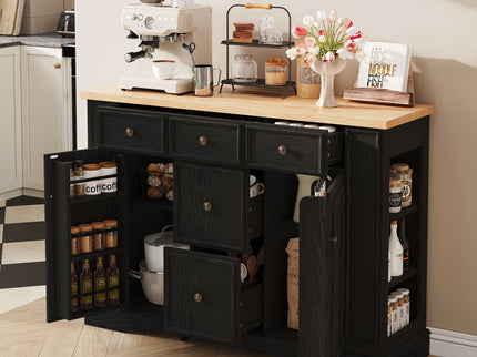 Sideboard Buffet Cabinet With 5 Drawers, 2 Cabinets, Adjustable Shelves