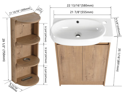 Freestanding Bathroom Vanity With Sink And Storage Rack, Soft Close Doors Base With Basin