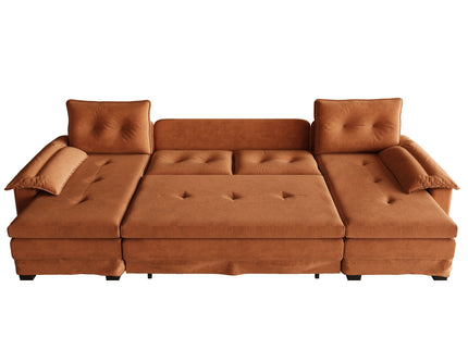 U-Shaped Sleeper Sofa With Pull Out Bed, Removable Armrests & USB Ports For Living Room