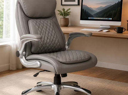 High Back Ergonomic Executive Office Chair, Adjustable Height And Lumbar Support For Home & Office - Antique Gray