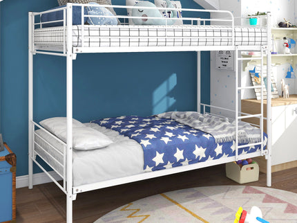 Space Saving Bunk Bed With Metal Frame And Ladder