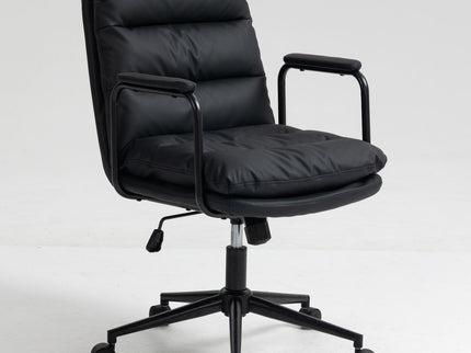 Office Chair, Mid Back Home Office Desk Task Chair With Wheels And Arms Ergonomic Computer Rolling Swivel Chair With Padded Armrest