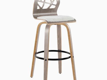 Folia - Contemporary Fixed Height Stool With Swivel With Round Footrest (Set of 2)