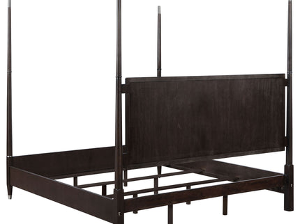 Niguel - Queen Size 4 Poster Bed With Finials, Floating Headboard - Brown