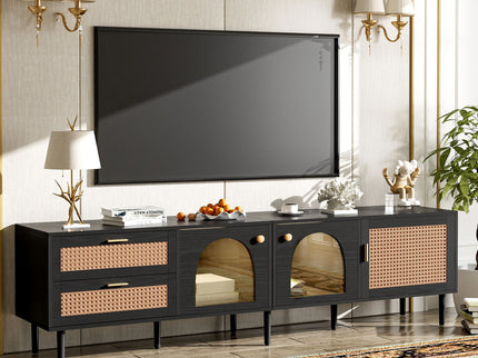 TV Stand With App-Controlled LED Lights, 2 Drawers & Door Storage