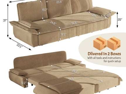 King Size Pull Out Sofa Bed, 3 In 1 Convertible Multifunctional