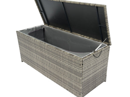 Outdoor Storage Box, Wicker Patio Deck Boxes With Lid, Outdoor Cushion Storage For Kids Toys, Pillows, Towel, Wicker