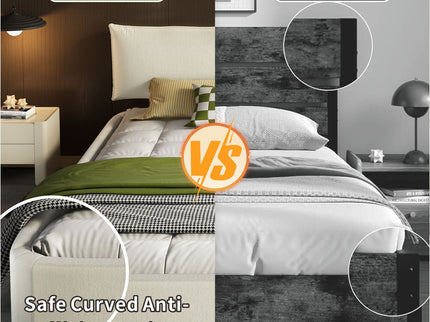 Cloud Bed Frame With Oversized Padded Movable Headboard