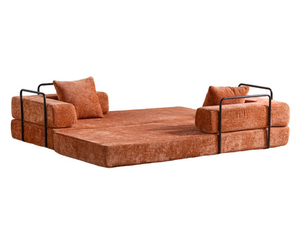 Convertible Floor Sofa Bed With Pillow Back Support Armrest
