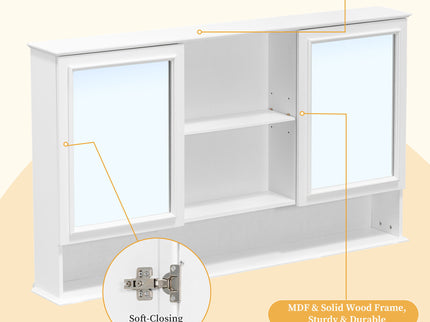 Wall Mounted Bathroom Medicine Cabinet With Double Mirrored Doors