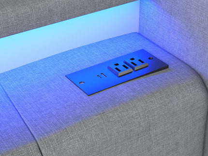 Platform Bed Frame With RGB LED Lights, Charging Station, Storage Headboard & 4 Underbed Drawers