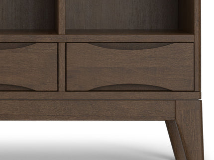 Harper - Low 6 Cube Storage With Drawers - Walnut Brown