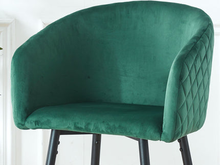 Counter Height Bar Stool, Metal Legs, Velvet Upholstered For Pub, Restaurant, Kitchen Island (Set of 2) - Black / Green