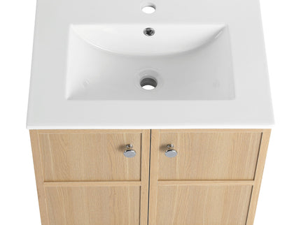 Wall Mounted Bathroom Vanity With Ceramic Sink And 2 Soft Closing Doors