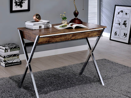 Callers - Weathered Writing Desk - Chrome / Oak