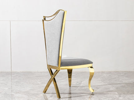 Gorgeous Streamlined High Back Fabric Stainless Steel Dining Chair (Set of 2) - Gold / Gray