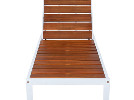 Outdoor Chaise Pool Lounge Chairs With Adjustable Backrest - Brown / White