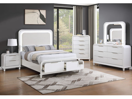 Bed With LED Lights Panel Headboard And Footboard Frame