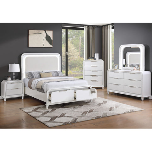 Bed With LED Lights Panel Headboard And Footboard Frame