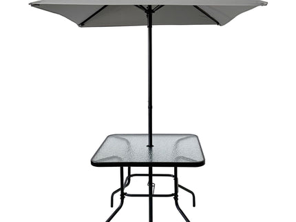 Outdoor Patio Dining Set For 4 People, Metal Patio Furniture Table And Chair Set With Umbrella - Black
