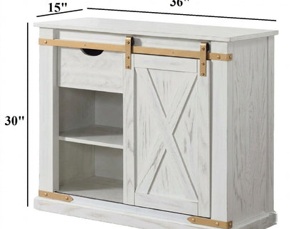 Console Table With Storage Drawer And Open Shelves - Antique White / Gold