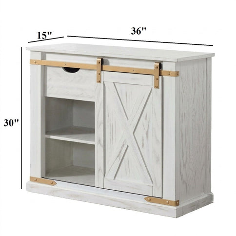 Console Table With Storage Drawer And Open Shelves - Antique White / Gold