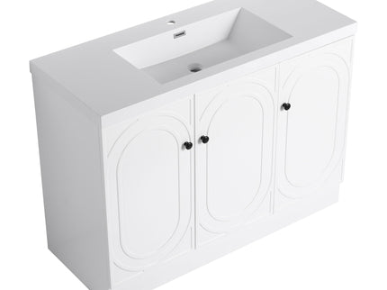 Contemporary Freestanding Bathroom Vanity With Resin Sink & Soft-Close Cabinet Doors