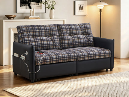 Sleeper Sofa, Expandable Sectional With Ottoman For Living Room