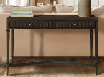 Fluted - 2 Drawer Storage Console Table - Brown
