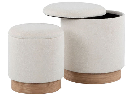 Marla - Contemporary, Nesting Ottoman Set - Natural / Cream