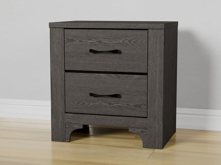 Modern 2 Drawer Nightstand - Brown - Wood