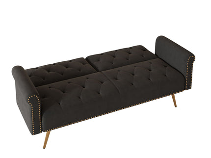 Luxurious Sofa Bed With Nail Head Trim And Matching Pillow