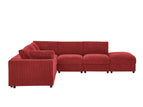 Red / 2 Pc. Sectional Sofa, Ottoman