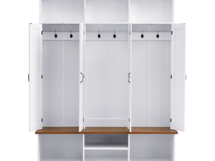 Entryway Hall Tree With Bench, 3 Top Cubbies & Bottom Storage Space