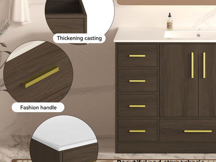 Bathroom Vanity With Abundant Storage 2 Soft Close Doors And 9 Drawers