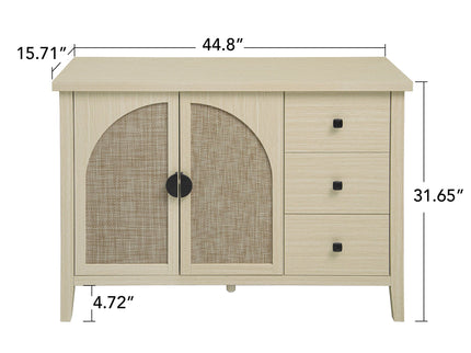 Rattan 2 Door 3 Drawer Cabinet, Suitable For Bedroom - Natural