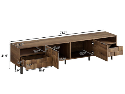 TV Stand With 2 Drawers, Media Console Table For TVs Up To 85'' - Natural