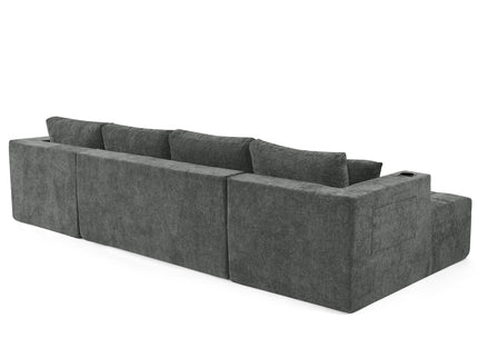 U - Shaped Sectional Sofa, Cup Holders & Side Pockets For Living Room