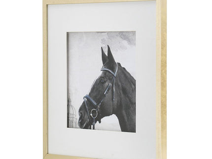 Wall Art Horse Animal Printing, Wall Decor Accent (Set of 2) - Golden / White