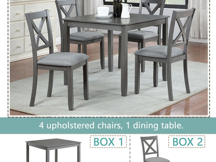 5 Piece Dining Table Set With 4 Chairs For Kitchen - Gray