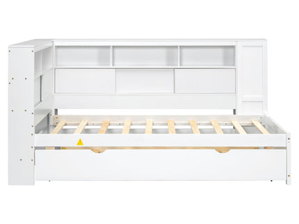 Daybed With Storage Shelves, USB Charging, And Trundle Bed