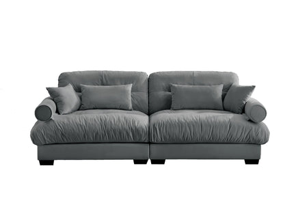Modern Oversize Sofa With Cloud Like Comfort, Featuring Waist And Throw Pillows