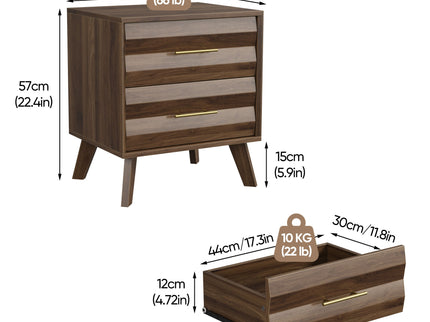 Medieval Double Drawer Bedside Table