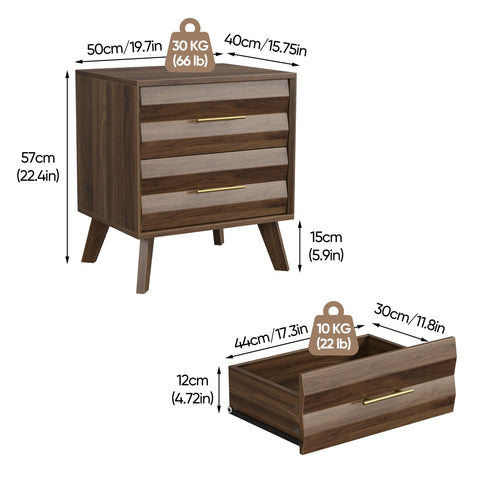 Medieval Double Drawer Bedside Table