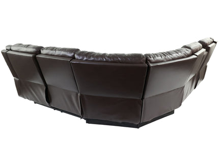 Manual Motion Recliner Sectional Sofa With Console And Cup Holders - Brown