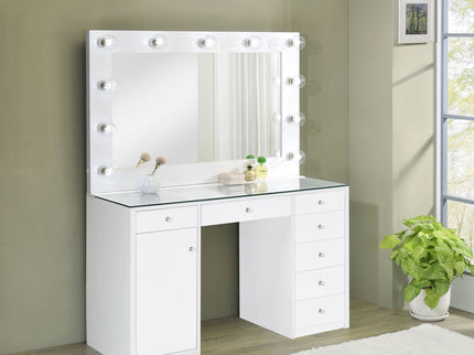 Fern - 7 Drawer Vanity Set With Mirror And Globe Lights