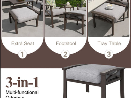 Modern All-Weather Ottomans With Cushions (Set of 2)