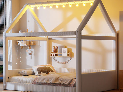 Upholstered House Style Daybed With LED Light Strips