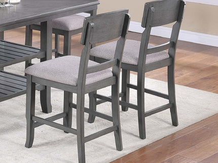 7 Piece Counter Height Dining Set With Storage Shelves, Table & 6 High Chairs - Gray
