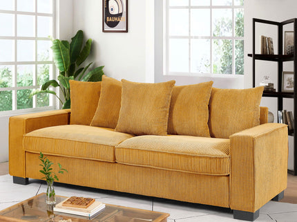 Luxe Sofa With 5 Matching Toss Pillows, Sleek Design, Spacious And Comfortable 3 Seater Couch